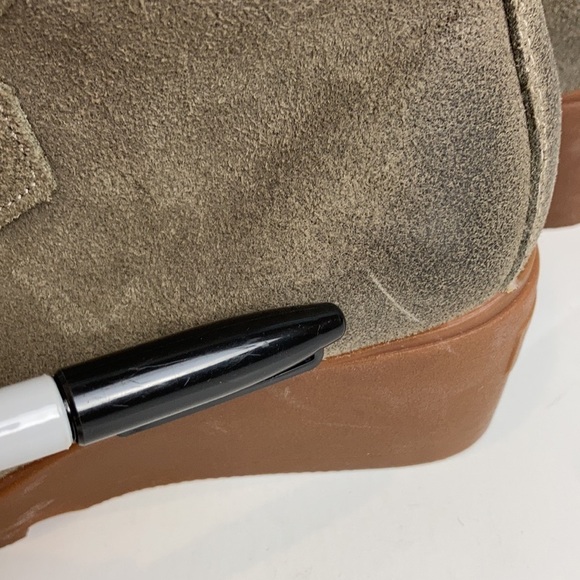 Sorel Toronto Lace-up Suede Wedge Bootie Green Tan Size 7 Winter Waterproof - Picture 11 of 15